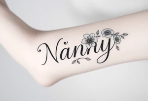 Word Nanny with flower
 tattoos tattoo idea