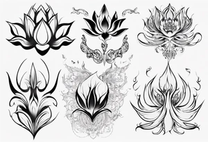 Lotus flower with phoenix tattoo idea