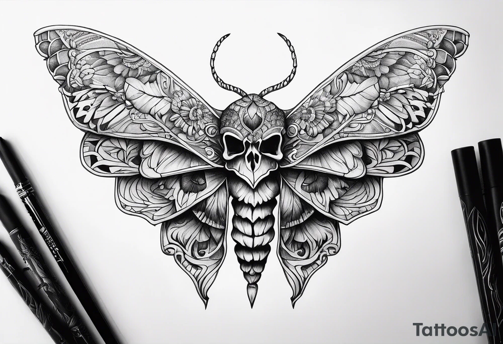 Skull moth tattoo idea