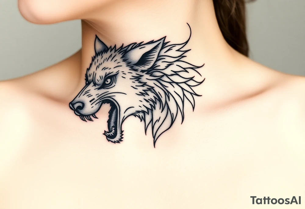 A sheepwolf snarling as a mystical creature tattoo idea A sheepwolf snarling as a mystical creature tattoo idea