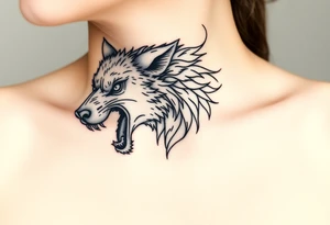 A  sheepwolf snarling as a mystical creature tattoo idea