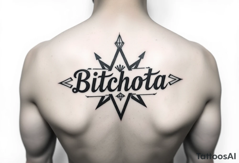 bitchota name in a star with diamonds tattoo idea