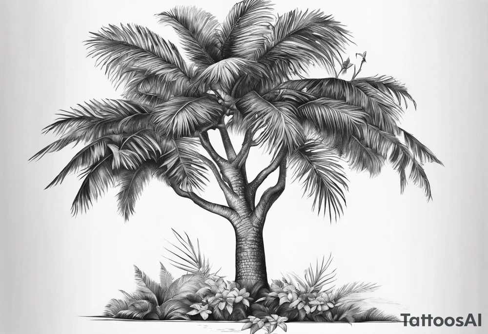 tree palm but swap leaves with hands, it should be surrealistic tattoo idea