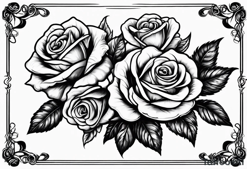 Four roses with a banner tattoo idea