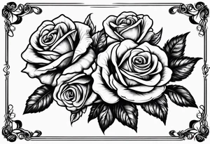 Four roses with a banner tattoo idea