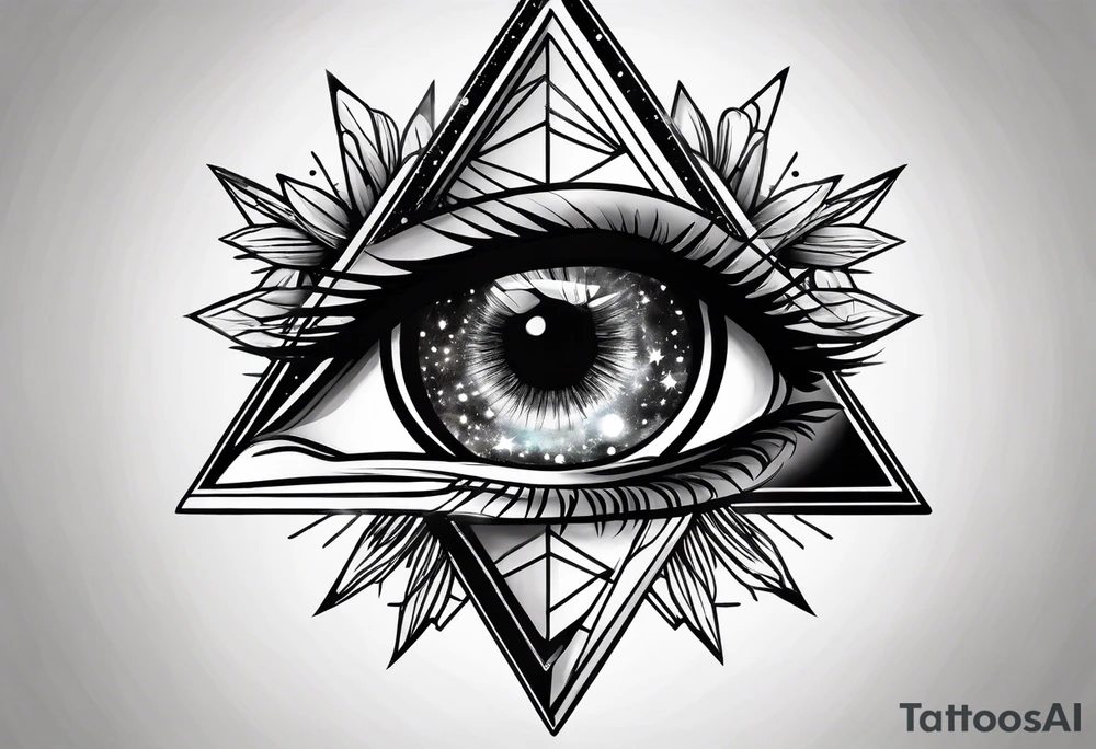 Eye inside a triangle inside a galaxy tattoo idea