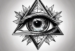 Eye inside a triangle inside a galaxy tattoo idea