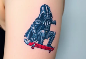 Darth Vader skateboarding >
blue & red
skateboard words "Darth Carter"
12/29/88-01/06/24 tattoo idea