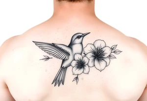 Feminine bird and azalea tattoo idea