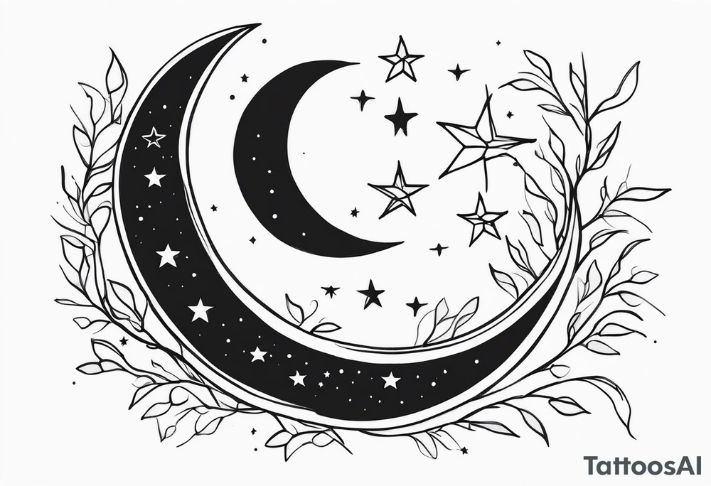 Crescent Moon & Stars tattoo idea
