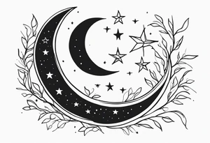 Crescent Moon & Stars tattoo idea