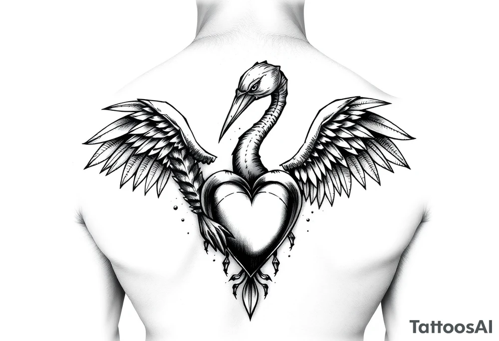 deux corneille
 noir une 
épée un crane et un coeur sur avant bras tattoo idea