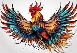 phoenix 
chinese 
rooster
long tail 
elegant 
wings down
long neck
long feathers
in flight tattoo idea