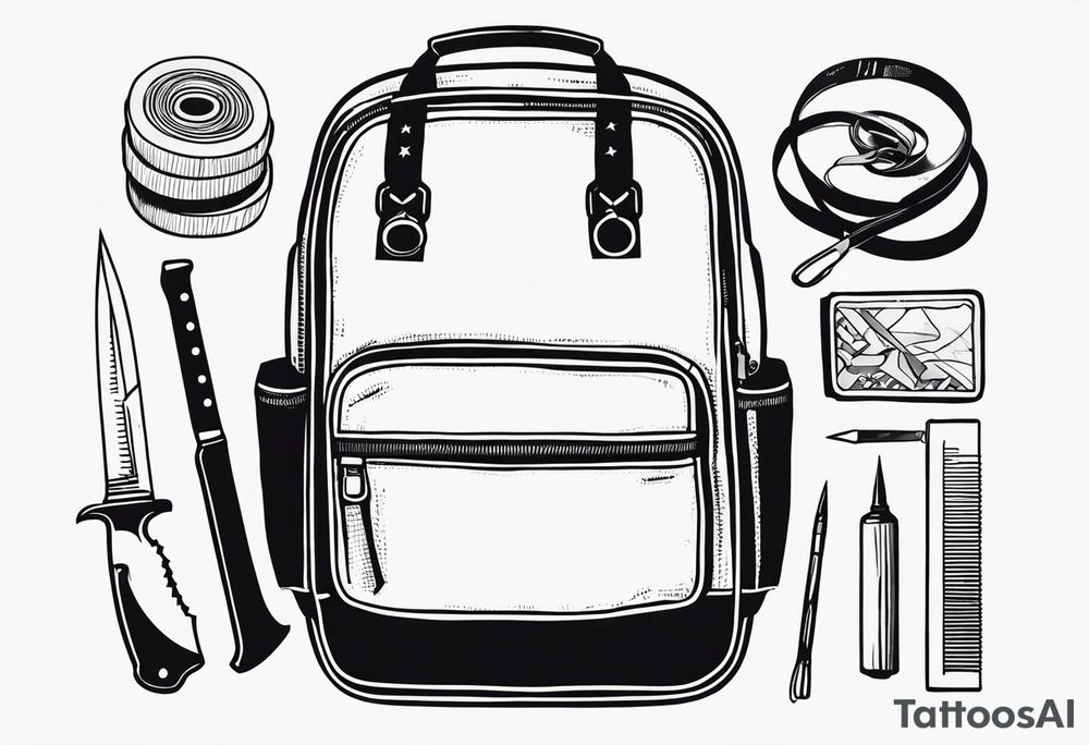 murderers kill kit open backpack knife rope duct tape tattoo idea