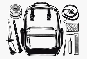 murderers kill kit open backpack knife rope duct tape tattoo idea