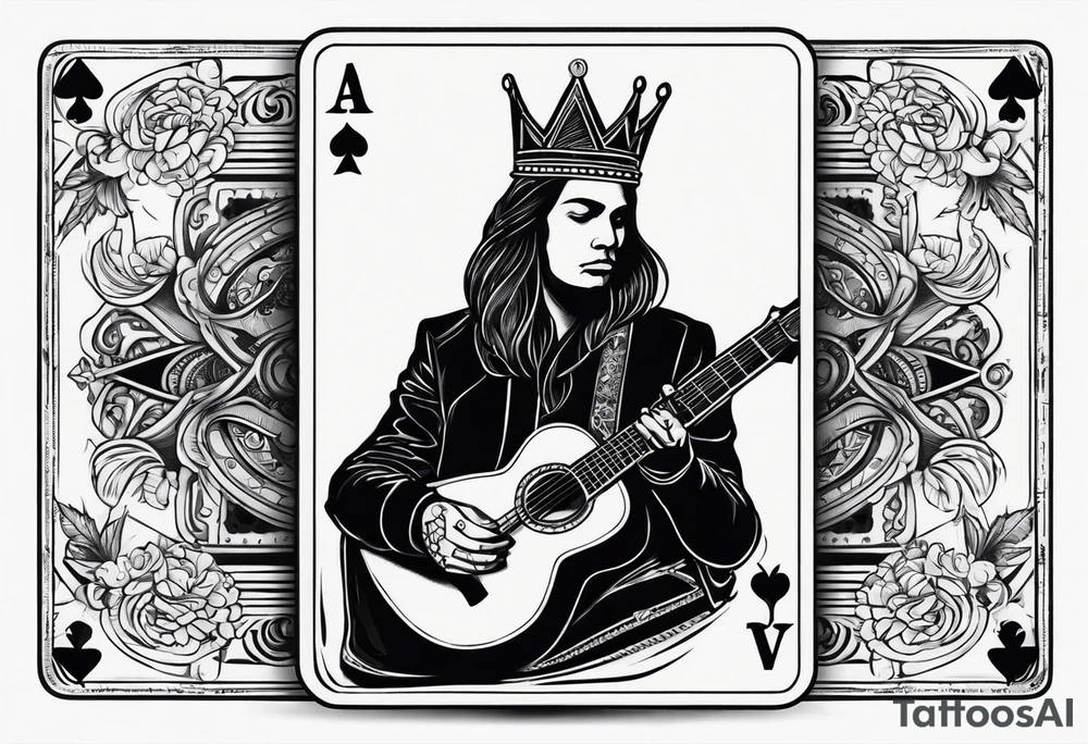 King of ace playing guitar cards tattoo idea