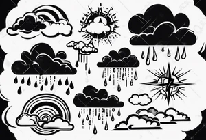 a cloud with rain and thunder tattoo idea