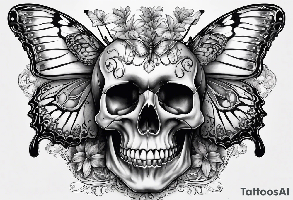 reincarnation, butterfly, skull tattoo idea