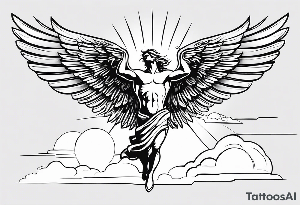 Icarus's myth flying too close to the sun tattoo idea