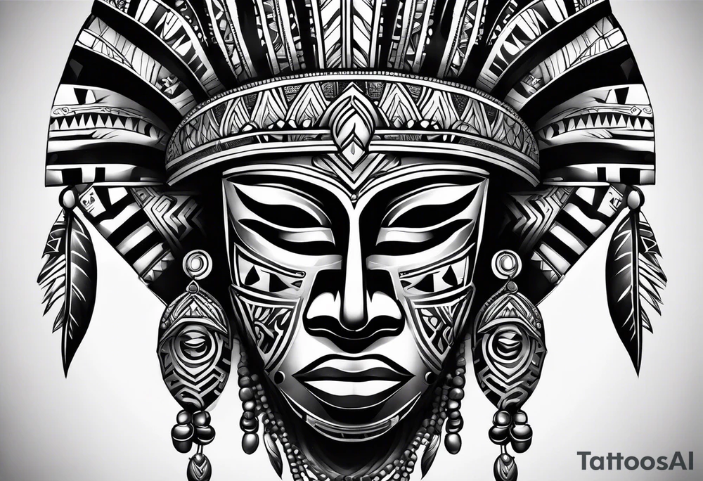 West African tribal mask tattoo idea