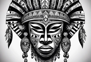 West African tribal mask tattoo idea