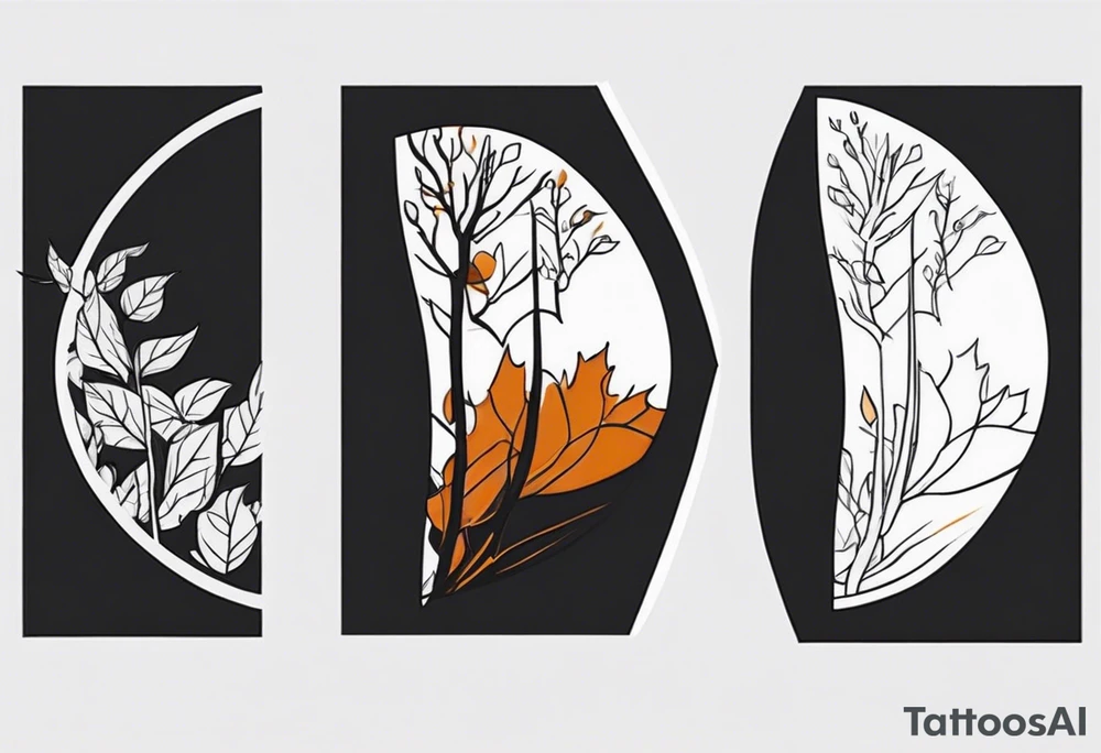 knee tattoo in fall color masculine design with no faces tattoo idea