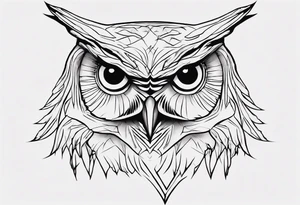 create one-line art of a owl head. the line has to start at the buttom and be finished at the top. Has to be simplistic and be one-line that is connected tattoo idea