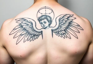 Angel son looking down from heaven tattoo idea