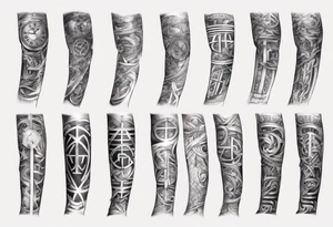 men’s arm sleeve, 1/18 and 8/31 roman numeral tattoo idea