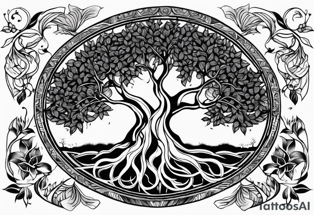 tree of life, symmetrical, chest tattoo tattoo idea