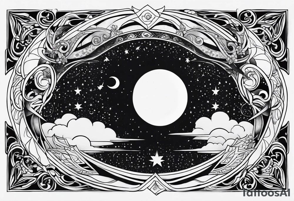 Thin line soulmate moon starys water infinity tattoo idea