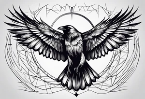 symmetrical outlines of a flying crow, without bows tattoo idea