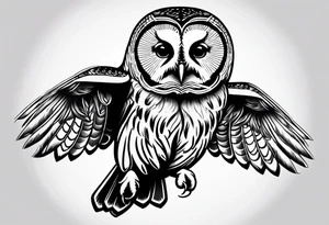 barred owl in flight face on tattoo idea