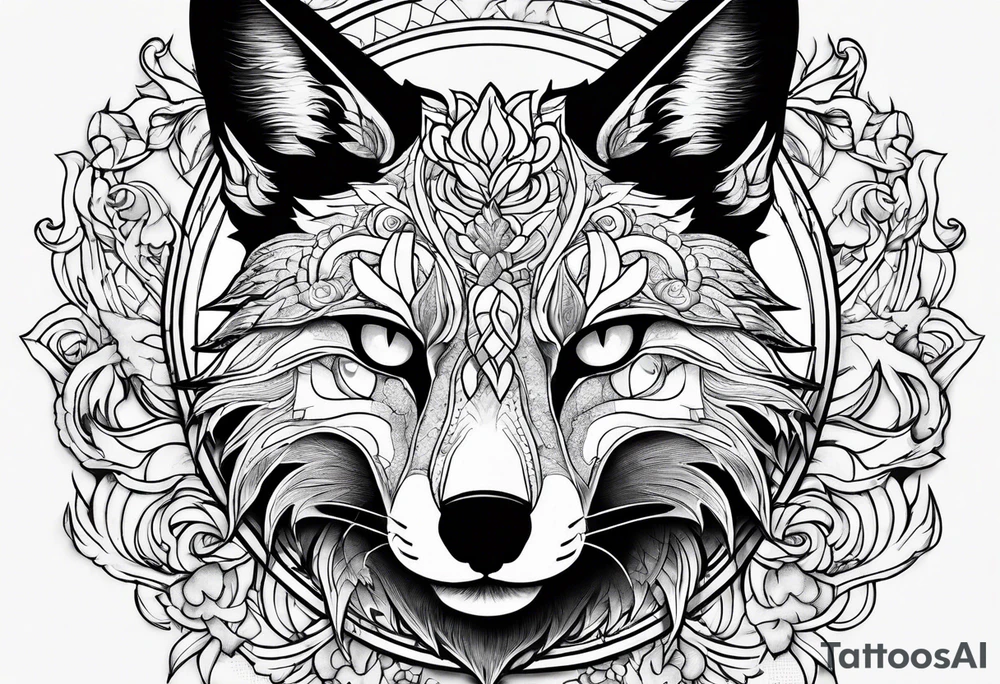 a sit kitsune with six eyes tattoo idea