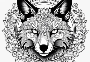a sit kitsune with six eyes tattoo idea