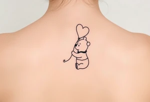 Winnie the pooh with a big heart balloon tattoo idea