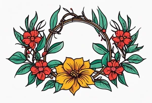 crown of thorns
old school vintage simple traditional design 
vintage flowers surrounding crown


bold color simple tattoo idea