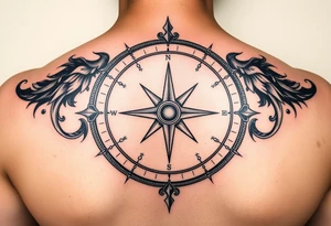 Tattoo with a compass and the constellation of Aquarius to show that the hard road you are traveling will be for the better tattoo idea