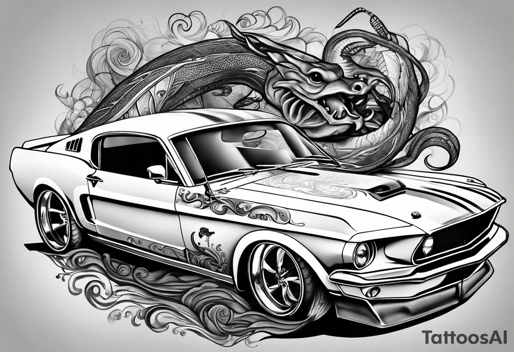 eyeball scorpion ford mustang burnout tattoo idea