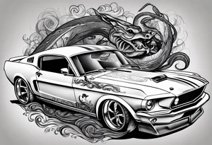 eyeball scorpion ford mustang burnout tattoo idea