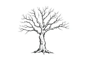 minimalist tree tattoo with 6 branches tattoo idea