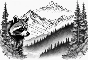 Mountains, racoon eyes underneath tattoo idea