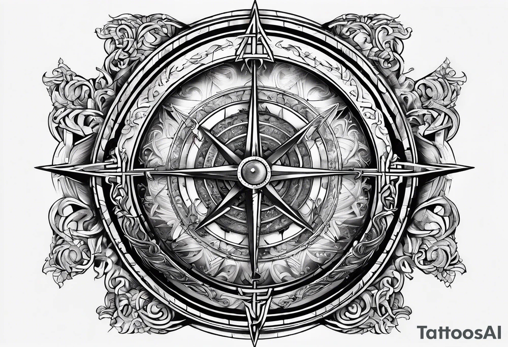 combine stairway to heaven's gate, viking compass tattoo idea