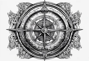 combine stairway to heaven's gate, viking compass tattoo idea