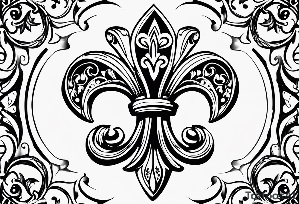 Fleur de lis with designs under and above tattoo idea