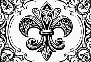 Fleur de lis with designs under and above tattoo idea
