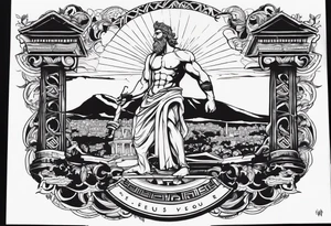 I want half sleeve tatto on the right arm 
With zeus and some thunder from his eyes, some text beside the zeus and  Temple of Olympian Zeus tattoo idea