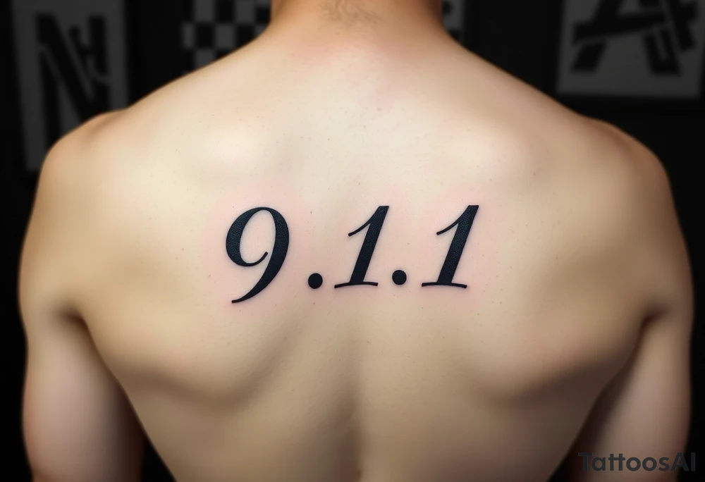 Dainty creative girly way to write the numbers 9 1 1 tattoo idea