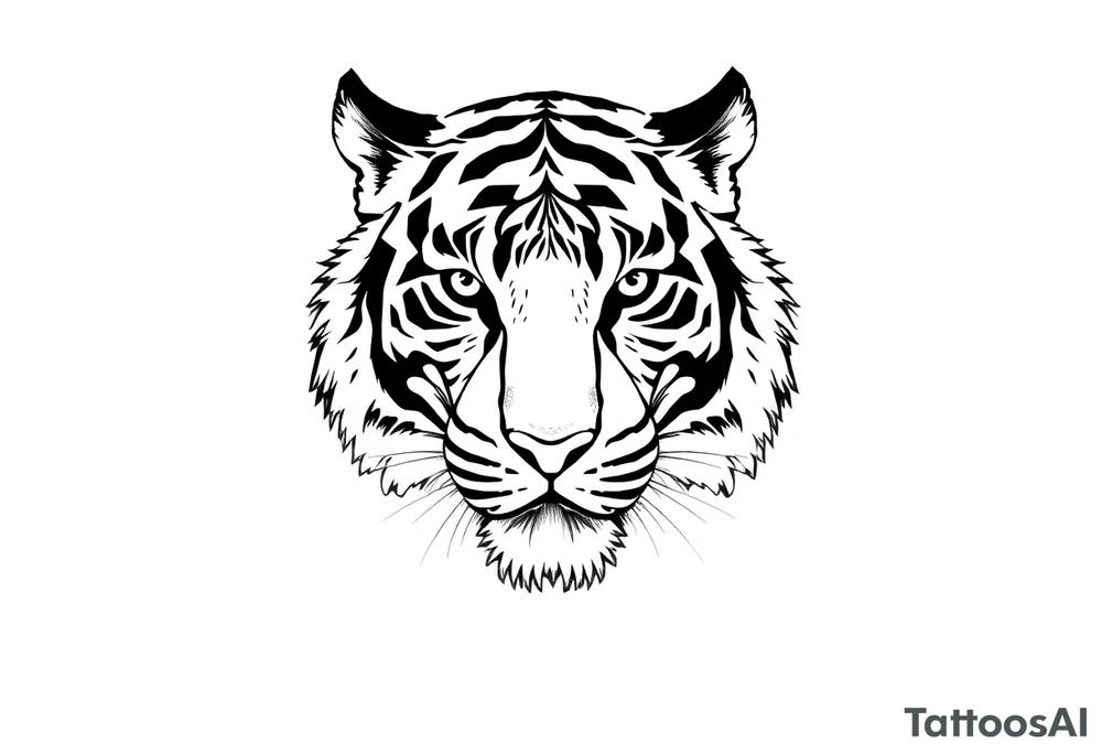 a full color cubist tiger tattoo illustrated in polyc tattoo artist style tattoo idea