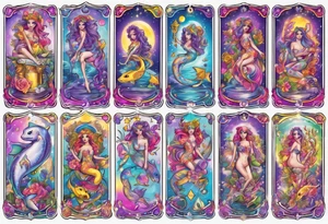 Lisa frank pisces tarot card tattoo idea